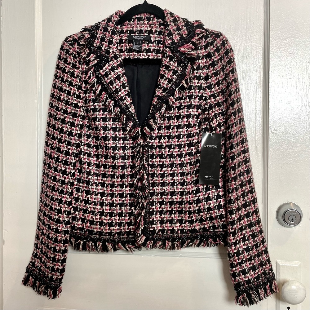 Karen Kane Lifestyle Pink Ice Fringed Jacket- sz 6